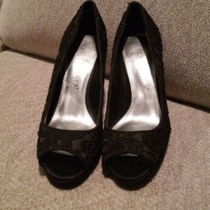 White House Black Market Peep Toe Lace Heels